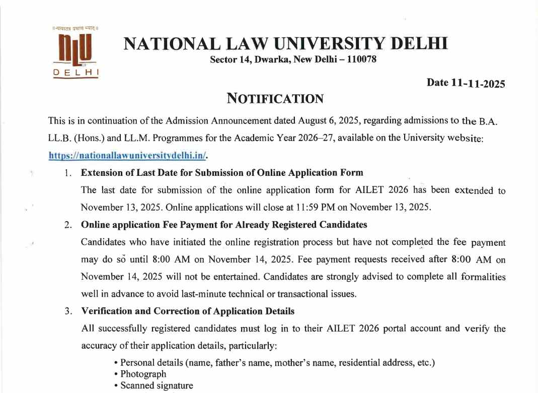 AILET 2026 Registration Ends Today